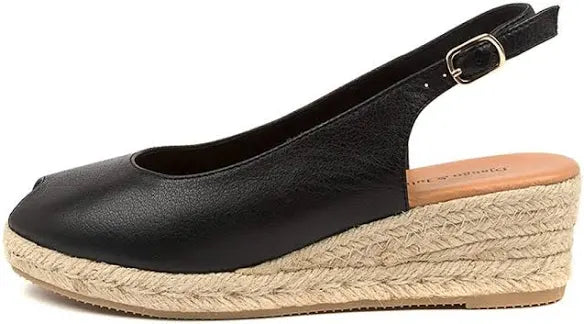 Django & Juliette Saniarly ~ Almond ~ Black ~ Tan ~ Leather Wedge