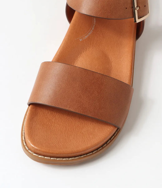 Ziera Hammil ~ Tan ~ Black ~ Leather Sandal
