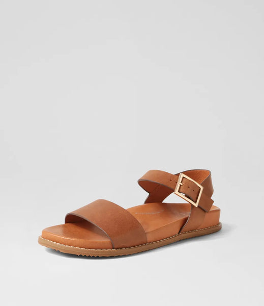 Ziera Hammil ~ Tan ~ Black ~ Leather Sandal