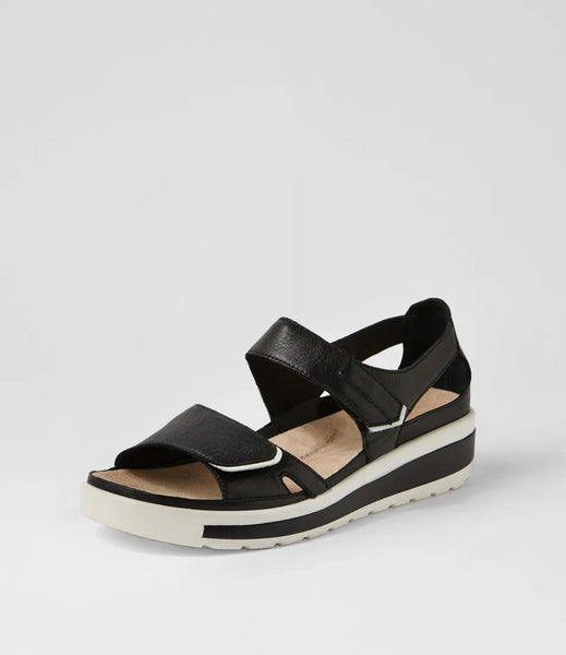Ziera Gedd ~ Tan ~ Black ~ Leather Sandal