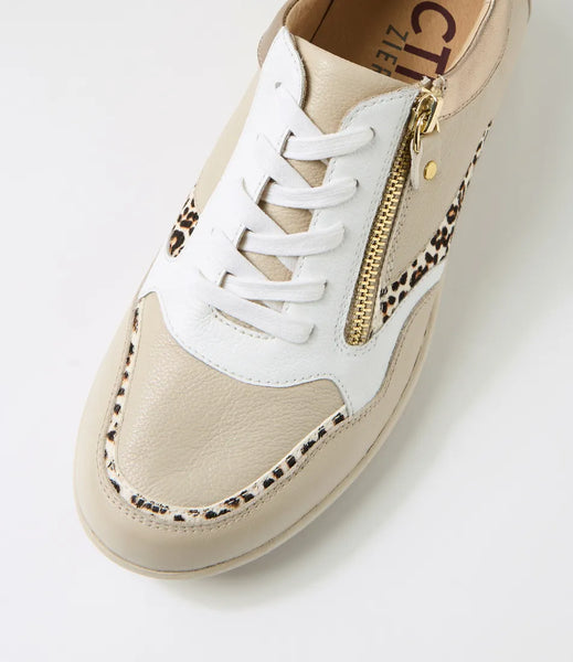 Ziera Nulie ~ Almond/Leopard Multi Leather Sneaker
