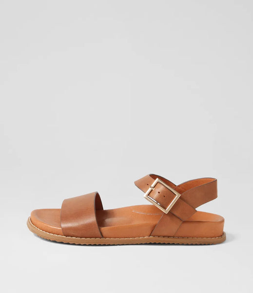 Ziera Hammil ~ Tan ~ Black ~ Leather Sandal