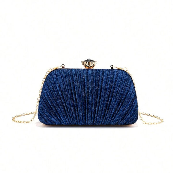 Lurex Glitter Clam Clutch Evening Bag ~ Blue ~ Green