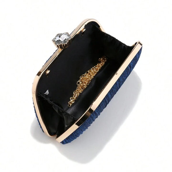 Lurex Glitter Clam Clutch Evening Bag ~ Blue ~ Green