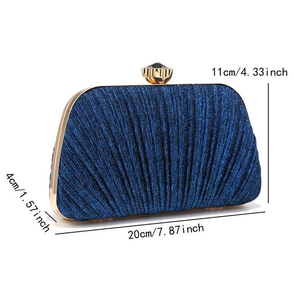 Lurex Glitter Clam Clutch Evening Bag ~ Blue ~ Green