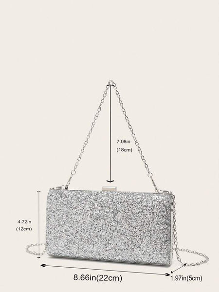 Evening Glitter Clutch ~ Red ~ Silver