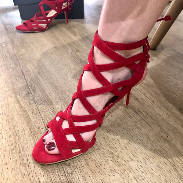 Mollini Cassock Red Suede Leather Heel