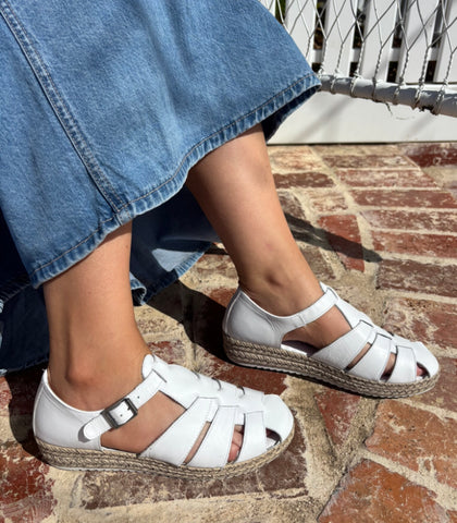 Sala Eddie Fisherman Leather Sandal ~ Black ~ Taupe ~ White