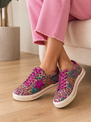 Ziera Alysia 2 Colours ~ Multi Leopard Bright ~ Milk Ivory ~ Leather Sneaker