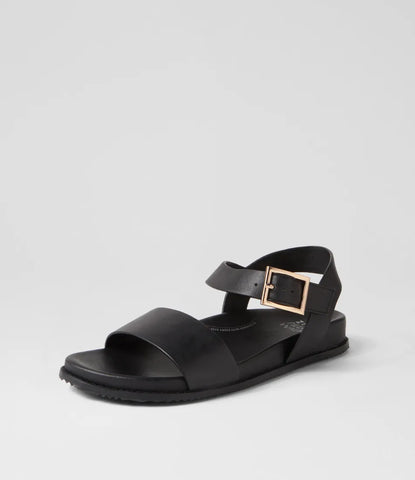 Ziera Hammil ~ Tan ~ Black ~ Leather Sandal