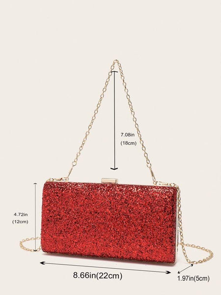 Evening Glitter Clutch ~ Red ~ Silver