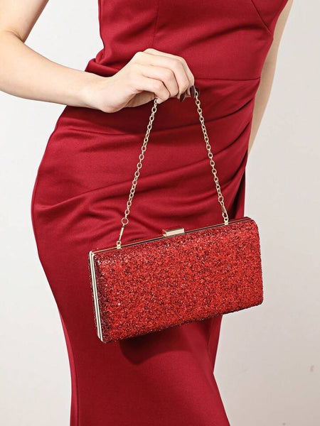 Evening Glitter Clutch ~ Red ~ Silver