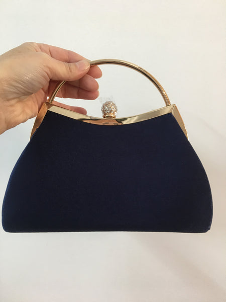 Navy Satin Crimp Evening Clutch