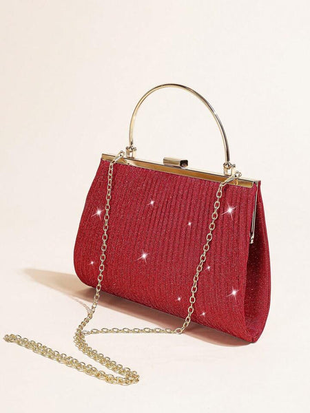 Red Lurex Glitter Clutch