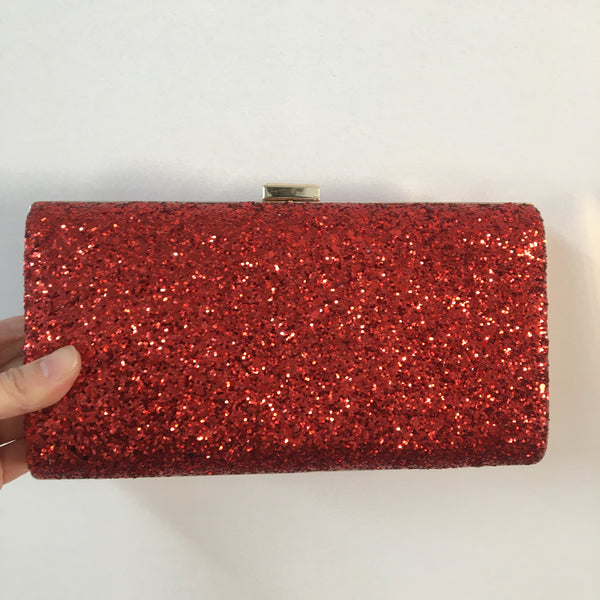 Evening Glitter Clutch ~ Red ~ Silver