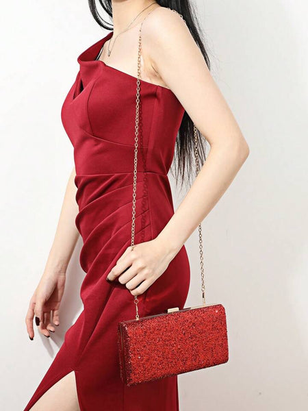 Evening Glitter Clutch ~ Red ~ Silver