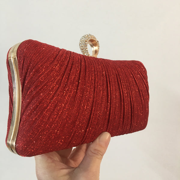 Lurex Evening Clutch ~ Red ~ Silver ~ Black