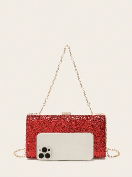 Evening Glitter Clutch ~ Red ~ Silver