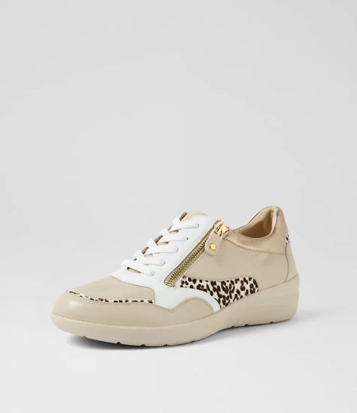 Ziera Nulie ~ Almond/Leopard Multi Leather Sneaker