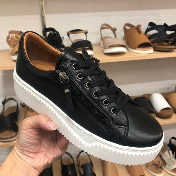Sala Bonnie ~ 3 Colours ~ Black/White ~ White ~ Dark Stone ~ Leather Sneaker