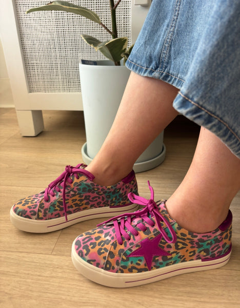 Ziera Alysia 2 Colours ~ Multi Leopard Bright ~ Milk Ivory ~ Leather Sneaker