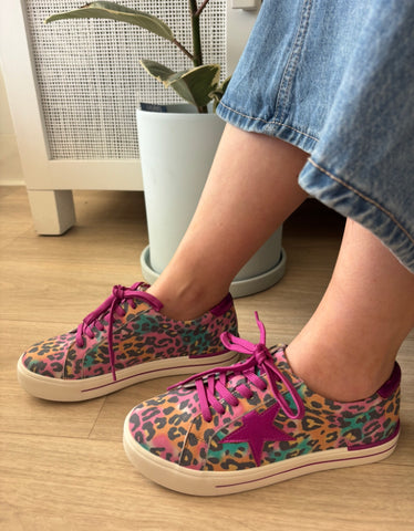 Ziera Alysia 2 Colours ~ Multi Leopard Bright ~ Milk Ivory ~ Leather Sneaker