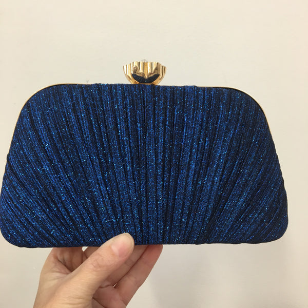 Lurex Glitter Clam Clutch Evening Bag ~ Blue ~ Green