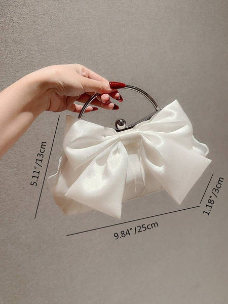 Satin Bow Clutch ~ Black ~ White