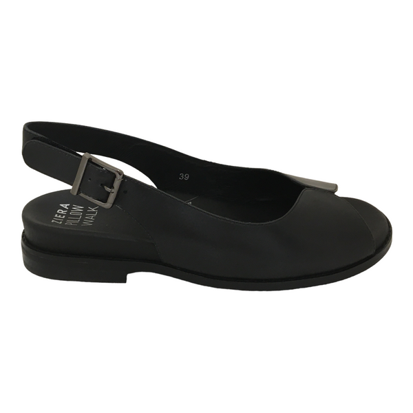 Ziera Jenai Black Leather Sandal