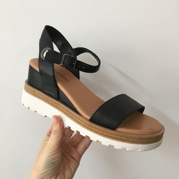 Django & Juliette Boogly 5 Colours ~ Tan ~ Black ~ White ~ Almond ~ All Black ~ Leather Wedge