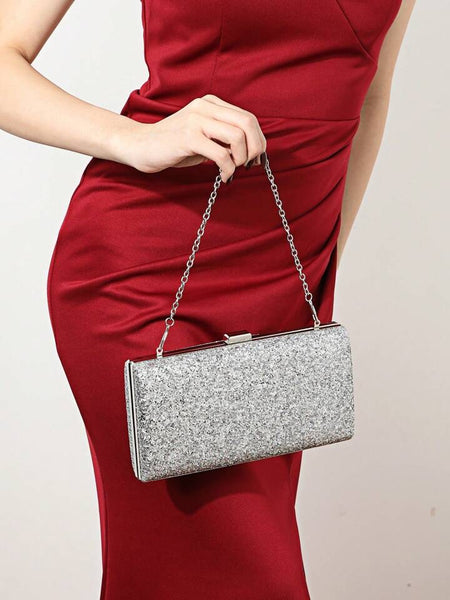 Evening Glitter Clutch ~ Red ~ Silver