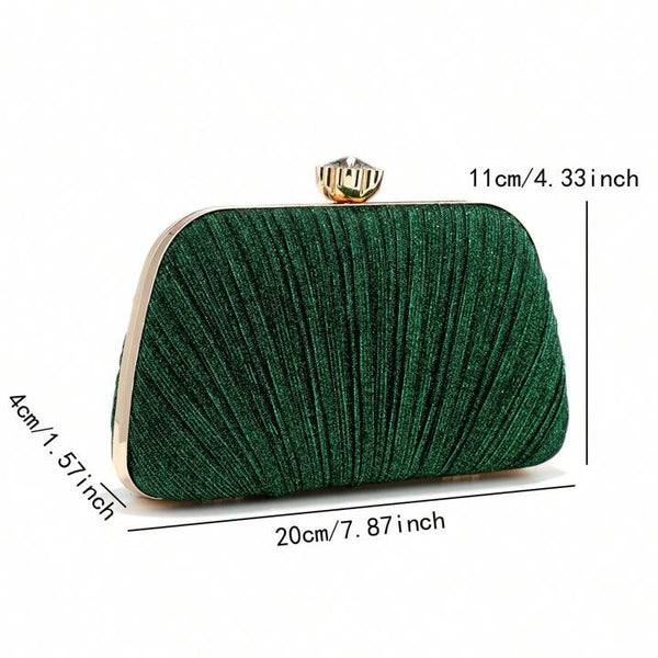 Lurex Glitter Clam Clutch Evening Bag ~ Blue ~ Green