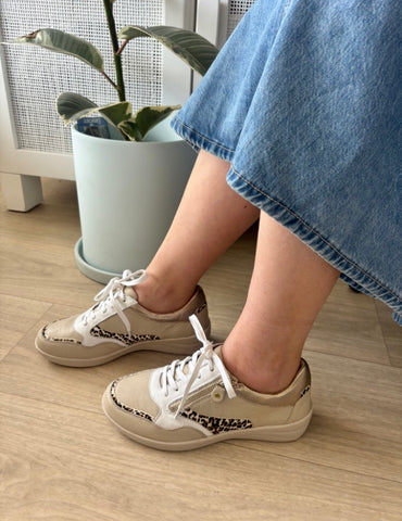 Ziera Nulie ~ Almond/Leopard Multi Leather Sneaker