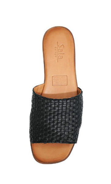 Sala Anthem Leather Slide ~ Black ~ Tan