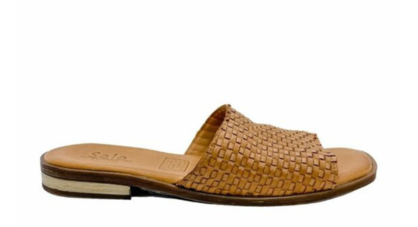 Sala Anthem Leather Slide ~ Black ~ Tan