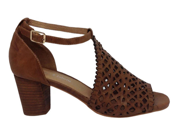 Django & Juliette Cavila ~ Teal ~ Tan ~ Leather Heel