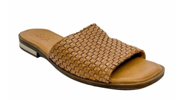 Sala Anthem Leather Slide ~ Black ~ Tan