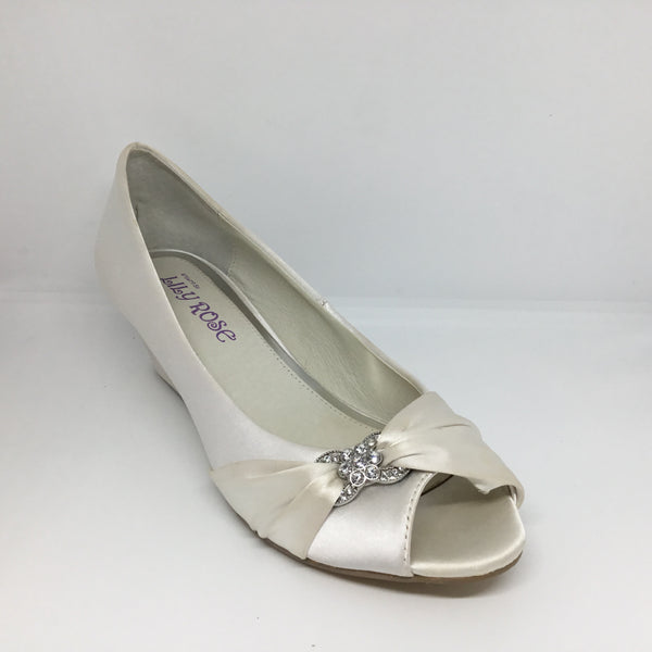 Lily Rose Kelly Vivid White Satin Wedge Heel Shop Soiled