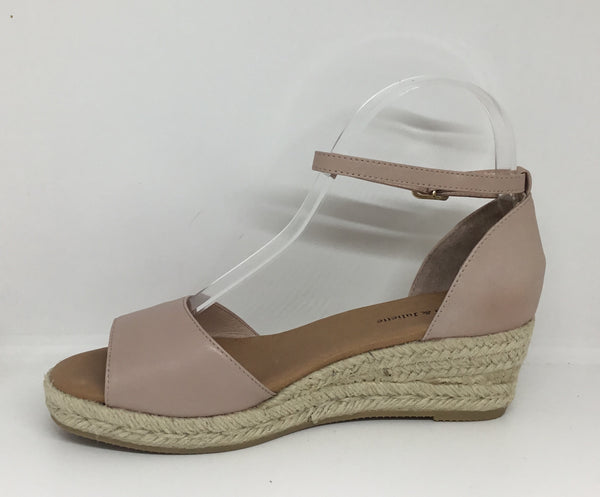 Django & Juliette Skip Rose Leather Espadrille Wedge