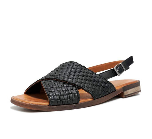 Sala Antic ~ Black ~ Tan ~ Leather Sandal