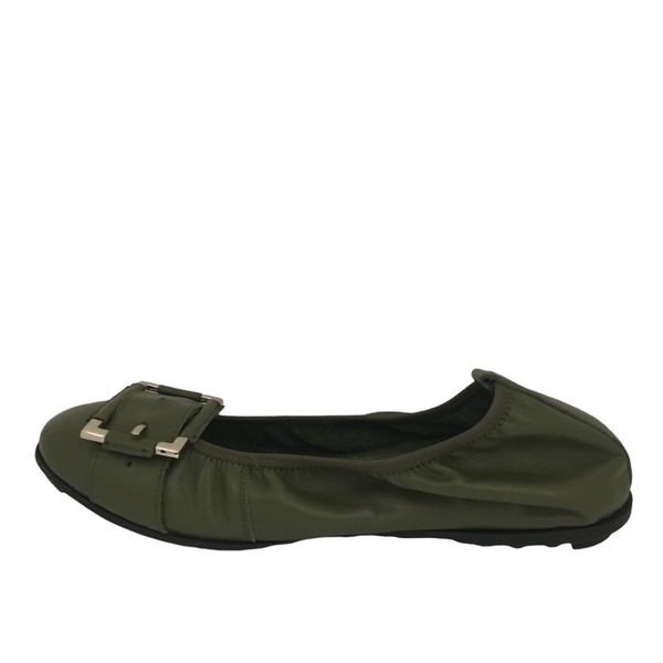 Isabella Monica ~ Floral ~ Tan ~ Olive ~ Leather