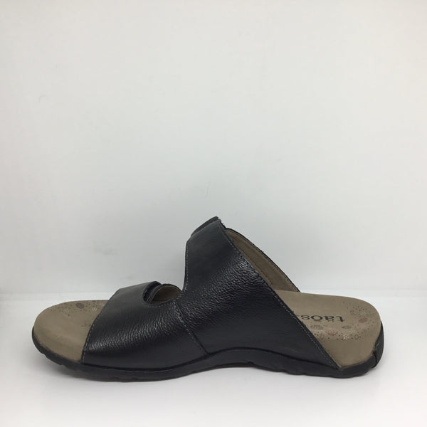 Taos Habana Leather Slide ~ Black size 6