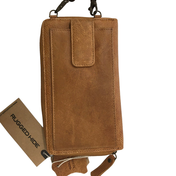 Rugged Hide Lesley Phone Bag ~ Tan ~ Black