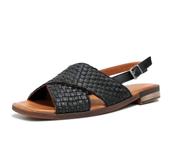 Sala Antic ~ Black ~ Tan ~ Leather Sandal