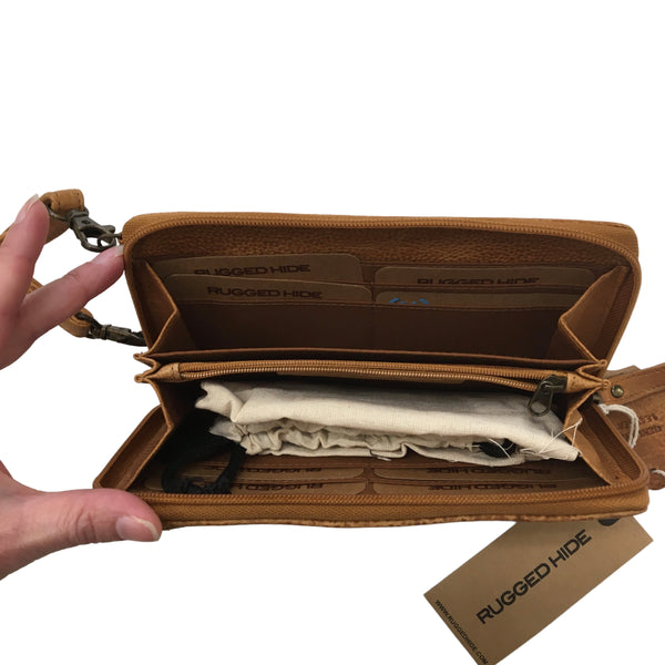 Rugged Hide Lesley Phone Bag ~ Tan ~ Black