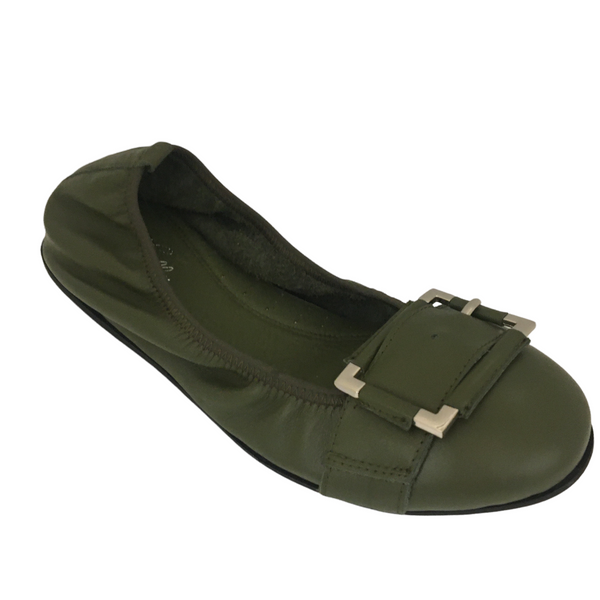 Isabella Monica ~ Floral ~ Tan ~ Olive ~ Leather