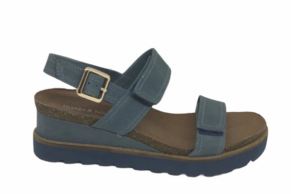 Django & Juliette Burt Leather Wedge Heel 5 Colours ~ Coral ~ Blue ~ Cafe ~ Black ~ Tan