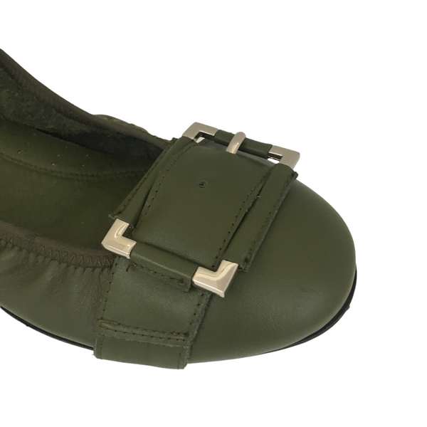 Isabella Monica ~ Floral ~ Tan ~ Olive ~ Leather