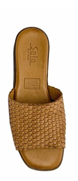 Sala Anthem Leather Slide ~ Black ~ Tan