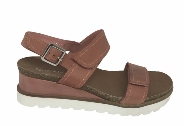 Django & Juliette Burt Leather Wedge Heel 5 Colours ~ Coral ~ Blue ~ Cafe ~ Black ~ Tan